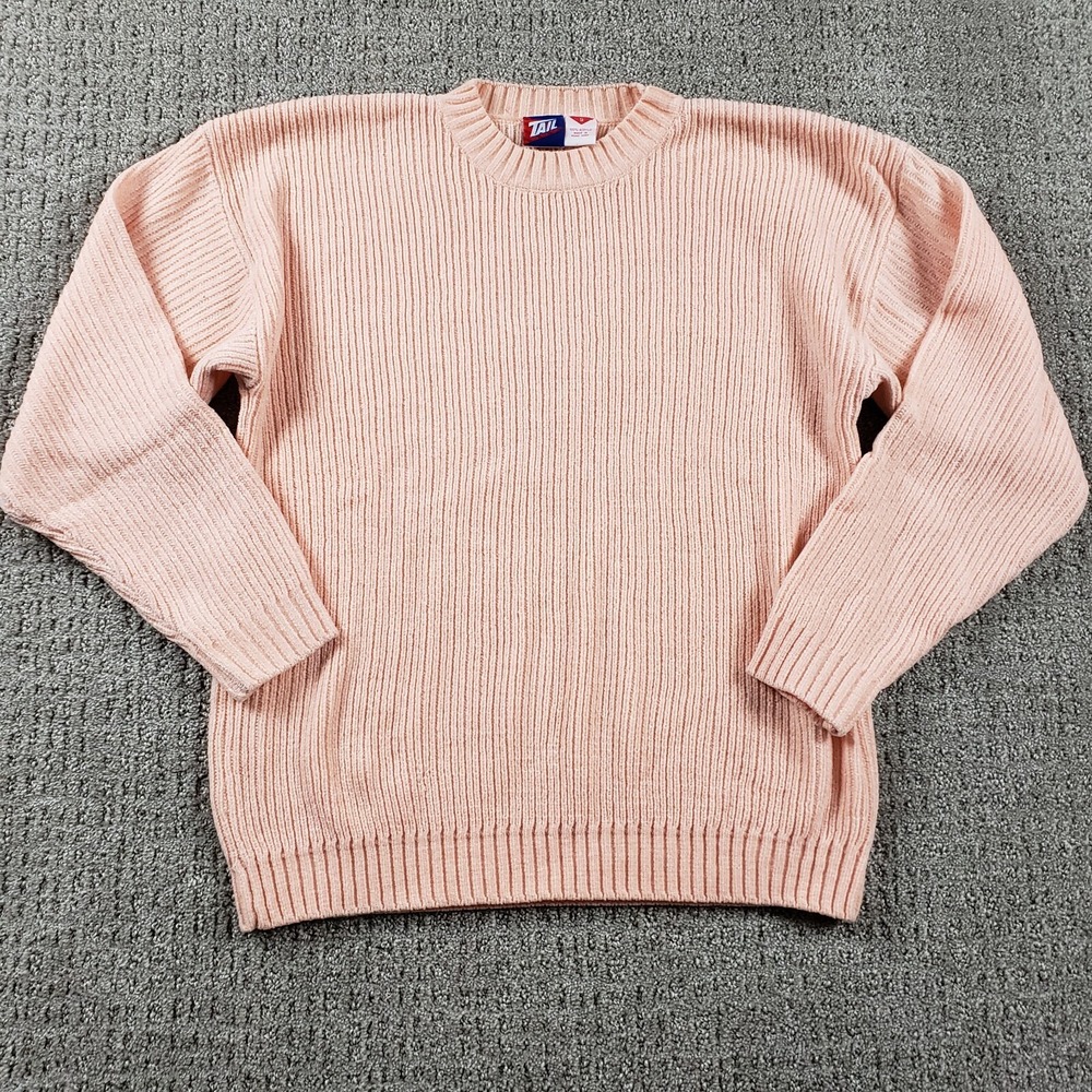 Tail Sweater Womens S Pink Vintage 80s Ribbed Chunky Knit Crewneck Pullover